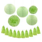 Nicro 3 Color 10'' Pom Pom Tissue Paper+10'' Pom Pom Tissue Paper+Party Garland Tassel for Wedding Birthday Kids Party Decor Set - Image 2