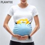 PLAMTEE Maternity Tops Funny Cartoon Print Pregnancy Shirts Plus Size Short Sleeve For Pregnant Women Summer New T-shirt Female