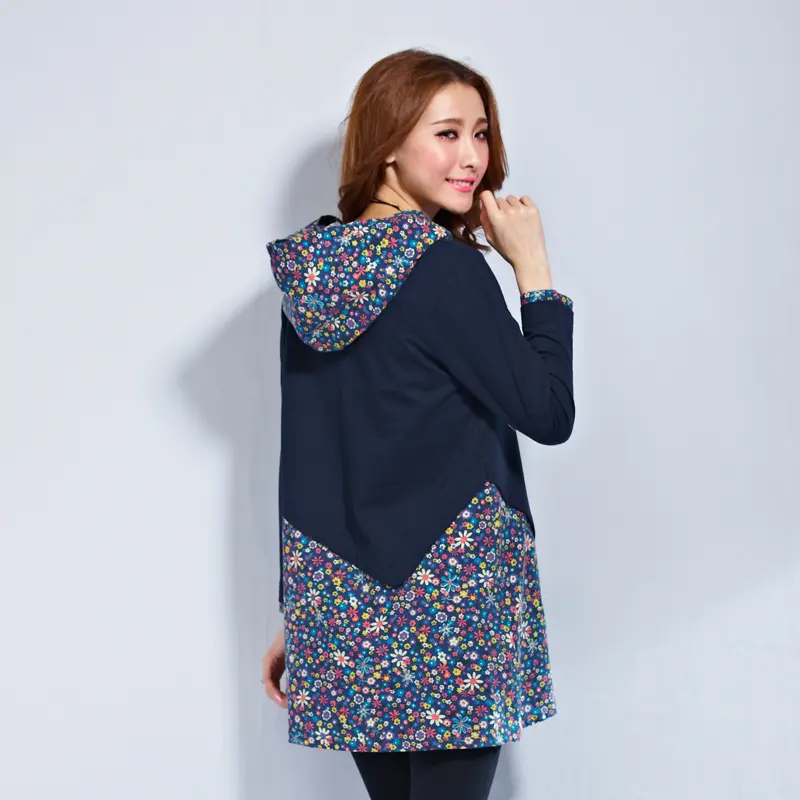 Patchwork Vintage Maternity Dresses Plus Size Hooded Clothes for Pregnant Women 2015 New Autumn Clothing for Pregnancy Wear 2942 - Image 2