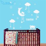 Personalized name Cute Teddy Bear, Moon, Stars Wall Sticker Baby Bedroom Wall Art Decor 3D Vinyl Decal Teddy Bear Baby Sleeping - Image 2
