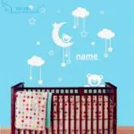 Personalized name Cute Teddy Bear, Moon, Stars Wall Sticker Baby Bedroom Wall Art Decor 3D Vinyl Decal Teddy Bear Baby Sleeping - Image 2