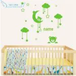 Personalized name Cute Teddy Bear, Moon, Stars Wall Sticker Baby Bedroom Wall Art Decor 3D Vinyl Decal Teddy Bear Baby Sleeping - Image 4