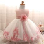 Petal Hem Baptism Newborn Wedding Girls Formal wear Summer 2017 Princess Birthday Party Dress girl clothes infant kids dresses