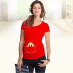 Plus Size New Design Funny and Cute "baby peeking out" Short sleeve Casual Maternity Shirt Pregnancy Clothes for Pregnant Women - Image 3