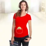 Plus Size New Design Funny and Cute "baby peeking out" Short sleeve Casual Maternity Shirt Pregnancy Clothes for Pregnant Women - Image 3