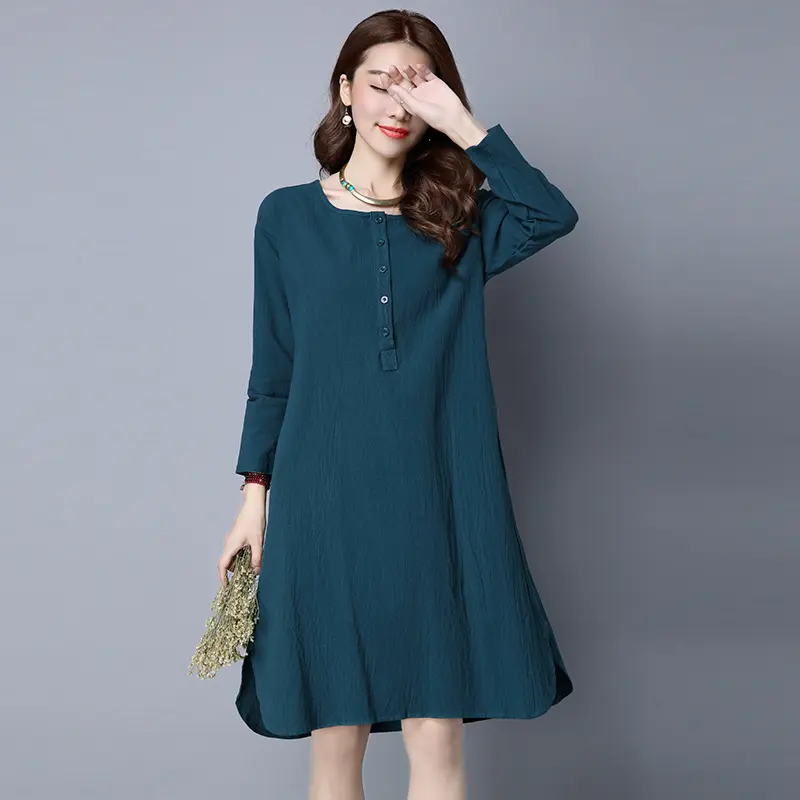 Plus Size Spring Autumn Cotton Linen Maternity Dress Cusual Maternity Clothes for Pregnant Women Pregnant Dress Vestido CE466 - Image 2