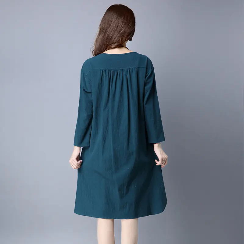 Plus Size Spring Autumn Cotton Linen Maternity Dress Cusual Maternity Clothes for Pregnant Women Pregnant Dress Vestido CE466 - Image 5