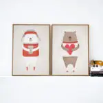 Popigist Nordic Cute Animal Hippo Penguin Polar Bear Portrait A4 Canvas Art Poster Painting Print Baby Room Home Wall Decor - Image 3