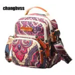 Portable Fashion 5 Colors Handbags For Moms,Multifunction Backpack Diaper Bag,Large Capacity Cartoon Baby Nappy Organizer Bags