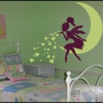 Princess Girl Bedroom Wall Decal Lovely Fairy On Moon heart Wall Stickers For Kids Room Baby Nursery Wall Art Mural Vinilos A531 - Image 2
