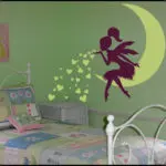 Princess Girl Bedroom Wall Decal Lovely Fairy On Moon heart Wall Stickers For Kids Room Baby Nursery Wall Art Mural Vinilos A531 - Image 2
