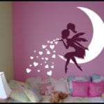 Princess Girl Bedroom Wall Decal Lovely Fairy On Moon heart Wall Stickers For Kids Room Baby Nursery Wall Art Mural Vinilos A531