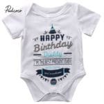 Pudcoco Baby Boys Girls Fashion Clothes 1 piece Letter Print HAPPY Birthday White Baby Boys Girls Short O-Neck Bodysuit