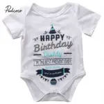 Pudcoco Baby Boys Girls Fashion Clothes 1 piece Letter Print HAPPY Birthday White Baby Boys Girls Short O-Neck Bodysuit