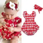 Pudcoco Newborn Baby Christmas Clothes Ruffles Romper Sleeve Backless Tutu Halter Jumpsuit+Headband 2PCS Outfits Xmas Clothing - Image 2