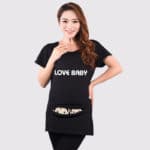 Quality maternity tops with baby peeking out cotton funny maternity shirts pregnancy t shirts for pregnant women tops summer - Image 2