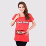 Quality maternity tops with baby peeking out cotton funny maternity shirts pregnancy t shirts for pregnant women tops summer
