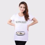 Quality maternity tops with baby peeking out cotton funny maternity shirts pregnancy t shirts for pregnant women tops summer - Image 6