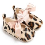 ROMIRUS Leopard Princess Baby Kids Girls Crib Babe Mary Jane Bow knot Shoes First Walkers For Infant Toddler Casual Ballet