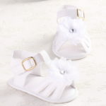 ROMIRUS Newborn Pram Crib Bebe Baby Girl Summer White Flower Infant Soft Sole Princess Shoes Girls First Walkers Shoes