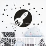 Space wall sticker For Kids Room Rocket wall sticker For Boys Bedroom Home Decor Baby Nursery Wall Art Mural Vinilos Parede A459 - Image 2