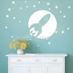 Space wall sticker For Kids Room Rocket wall sticker For Boys Bedroom Home Decor Baby Nursery Wall Art Mural Vinilos Parede A459