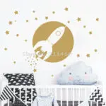 Space wall sticker For Kids Room Rocket wall sticker For Boys Bedroom Home Decor Baby Nursery Wall Art Mural Vinilos Parede A459 - Image 3