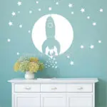 Space wall sticker For Kids Room Rocket wall sticker For Boys Bedroom Home Decor Baby Nursery Wall Art Mural Vinilos Parede A459 - Image 4