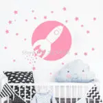 Space wall sticker For Kids Room Rocket wall sticker For Boys Bedroom Home Decor Baby Nursery Wall Art Mural Vinilos Parede A459 - Image 5