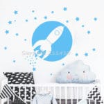 Space wall sticker For Kids Room Rocket wall sticker For Boys Bedroom Home Decor Baby Nursery Wall Art Mural Vinilos Parede A459 - Image 6