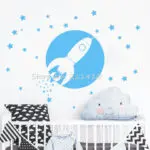 Space wall sticker For Kids Room Rocket wall sticker For Boys Bedroom Home Decor Baby Nursery Wall Art Mural Vinilos Parede A459 - Image 6