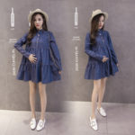 Spring autumn maternity clothing pregnancy wear clothes Medium length maternity dresses long sleeved Pregnant dress Loose tops - Image 2