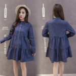 Spring autumn maternity clothing pregnancy wear clothes Medium length maternity dresses long sleeved Pregnant dress Loose tops