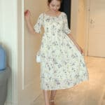 Stretch High Waist Maternity Dress Elegant Printed Chiffon Clothes for Pregnant Women Summer Beach Pregnancy Clothing - Image 3