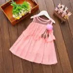 Summer Baby Girls Flower Sleeveless Mesh Ruffles Party Dress Kids Princess Sundress vestidos roupas de bebe