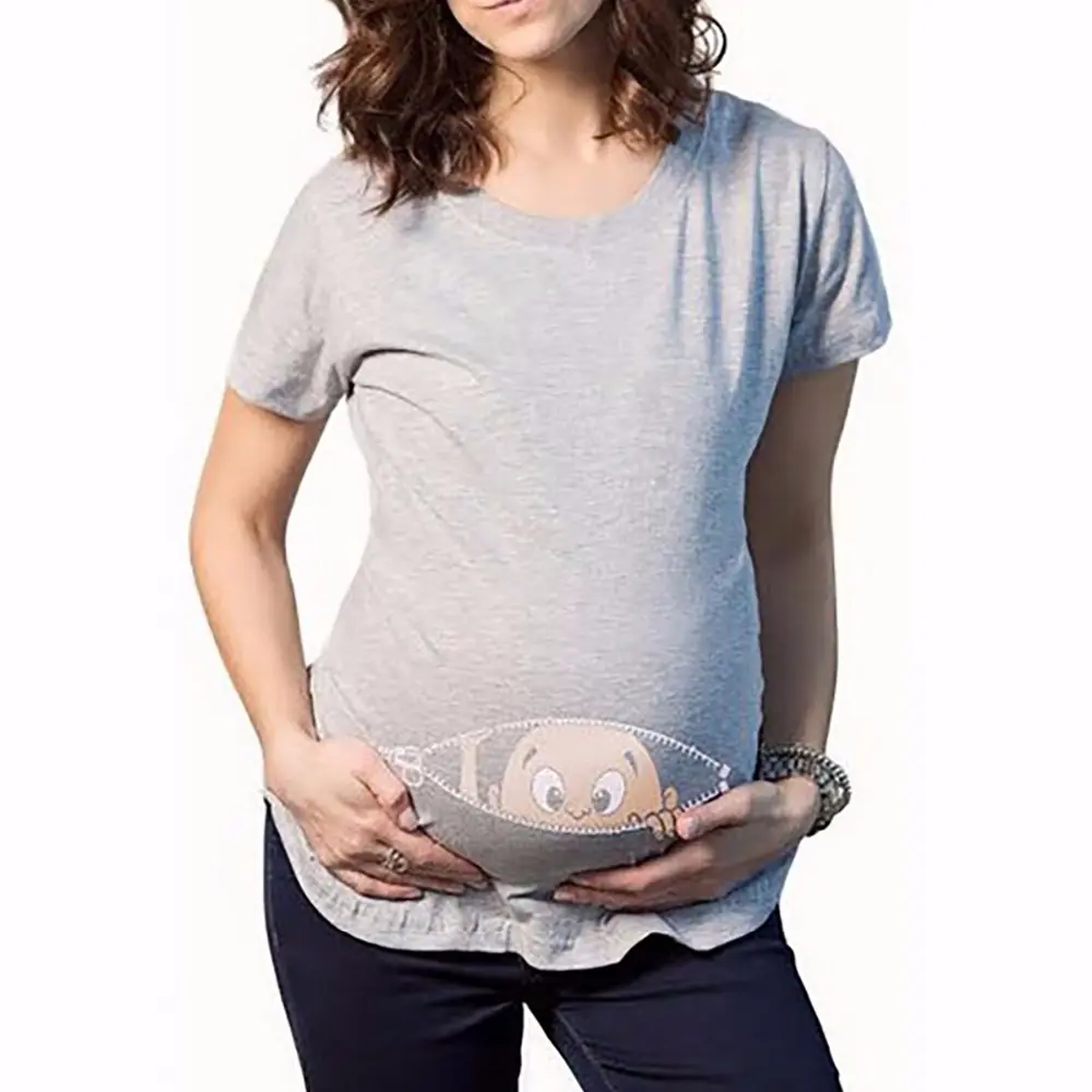 Summer Maternity Clothes Women Pregnant July Funny Shirts Maternity Wear Casual Maternity Tops Shirt Loose Broadcloth L1090 - Image 2