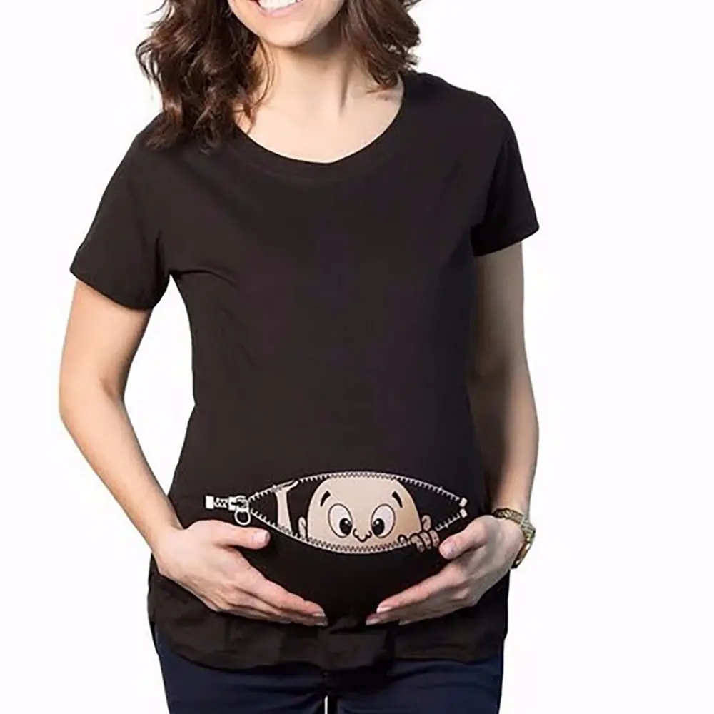 Summer Maternity Clothes Women Pregnant July Funny Shirts Maternity Wear Casual Maternity Tops Shirt Loose Broadcloth L1090 - Image 3