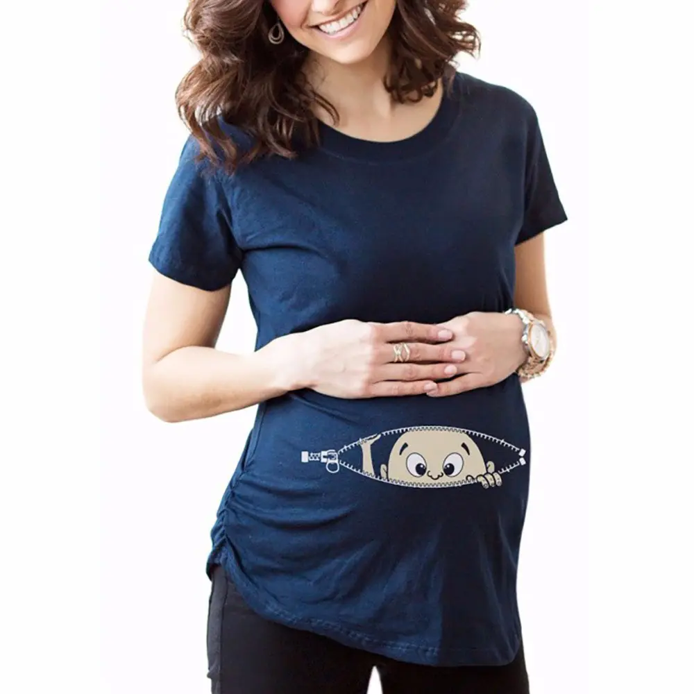 Summer Maternity Clothes Women Pregnant July Funny Shirts Maternity Wear Casual Maternity Tops Shirt Loose Broadcloth L1090 - Image 5