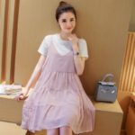 Summer women dresses printed chiffon loose ladies pregnant two sets maternity dress for prgnant women wear