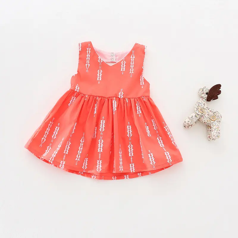 Sun Moon Kids Dresses For Girls Pink Color Sleeveless Baby Dress 2017 Summer Infant Girls Princess Dress 1 Year Birthday Dress - Image 2