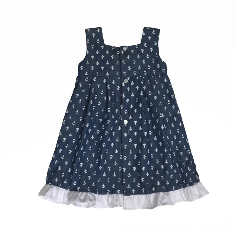 Sun Moon Kids Soft Denim Baby Girl Dress Sleeveless Bow Shoulderless Baby Girl Dress 2017 Summer Birthday Newborn Baby Dress - Image 2