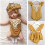 Toddler Infant Baby Girl Bodysuit Heaband Flower Patchwrk Bow Jumpsuit Lace Sunsuit Baby Girl Outfits Clothes - Image 3