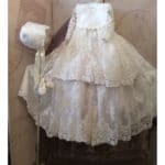 Vintage White Baby Girls Christening Gown Lace Beads Baptism Dress With Bonnet 2017 Custom High Quality - Image 3