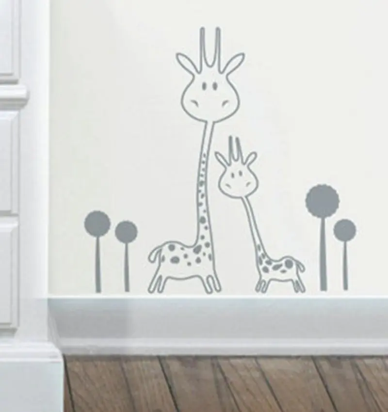 Vinyl Wall Decal Removable Giraffe Wall Sticker Baby Nursery - Animals - Two Cute Giraffes Wall Sticker Art Transfer Murals