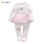 Vlinder 2017 New Fashion Baby Girls Print Magic Stick Rompers Spring Autumn Snug Long Sleeves Pajamas Infant Lace Bow Jumpsuit