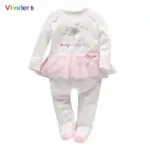 Vlinder 2017 New Fashion Baby Girls Print Magic Stick Rompers Spring Autumn Snug Long Sleeves Pajamas Infant Lace Bow Jumpsuit