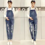 Ripped Hole Pockets Maternity Overalls Loose Adjustable Bib Pants Clothes for Pregnant Women Pregnancy Jeans Jumpsuit