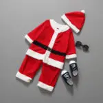 babzapleume 3-24M/2Piece/Christmas Baby Boys Rompers Santa Claus Flannel Cute Infant Jumpsuit+Hats Newborn Clothing Sets BC1549 - Image 2