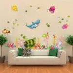 colorful Sea World Fish cartoon for kids room home decal mural art wall stickers baby nursery bathroom DIY decoration sticker - Image 2