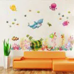 colorful Sea World Fish cartoon for kids room home decal mural art wall stickers baby nursery bathroom DIY decoration sticker - Image 3